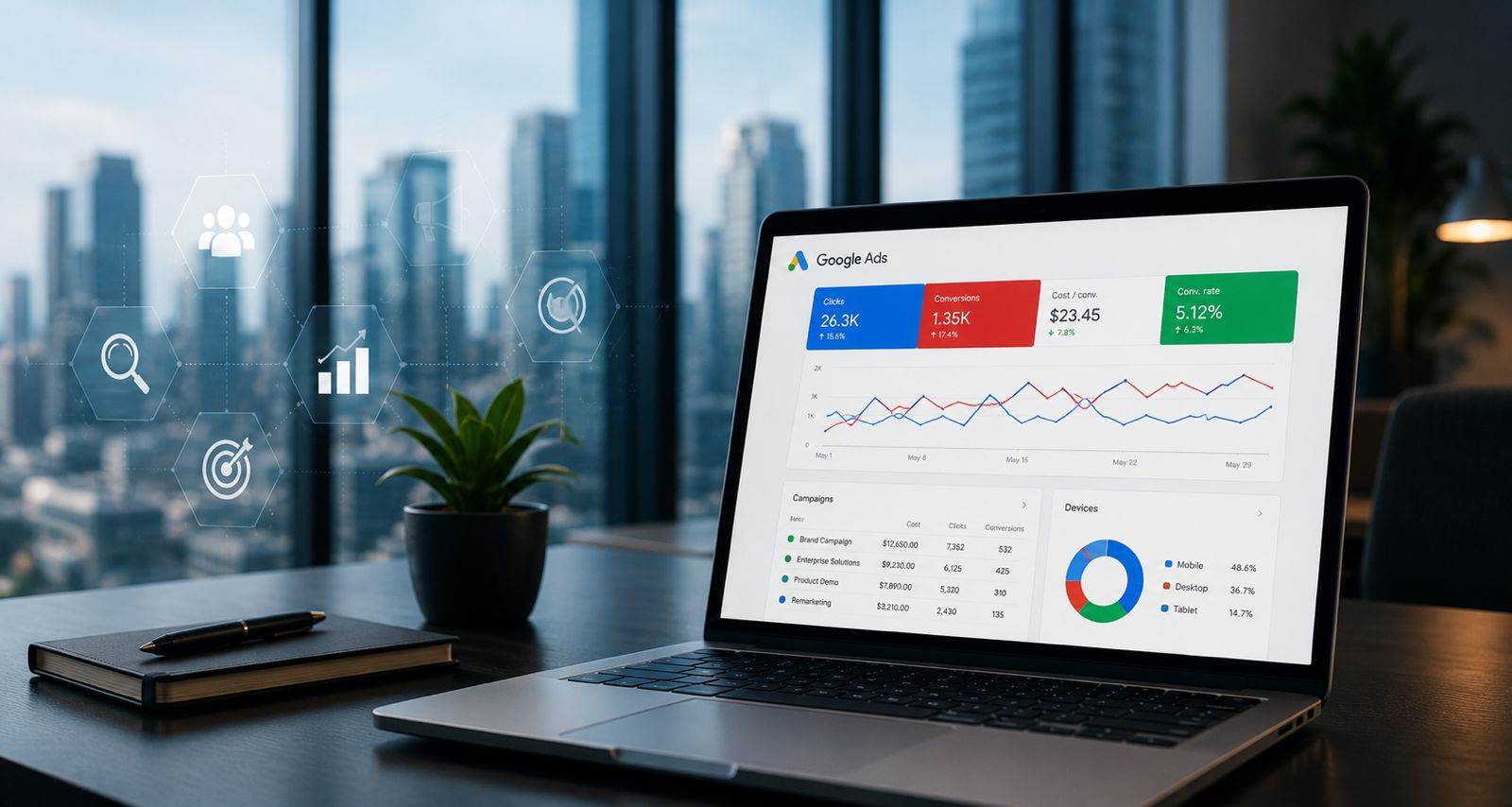 Google Ads campaign management dashboard